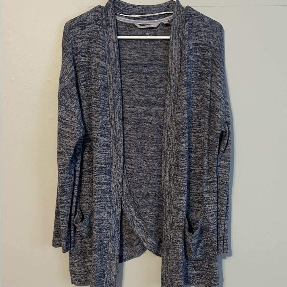 Harmony Balance Blue Open Front Cardigan and open back. Med. great for yoga.